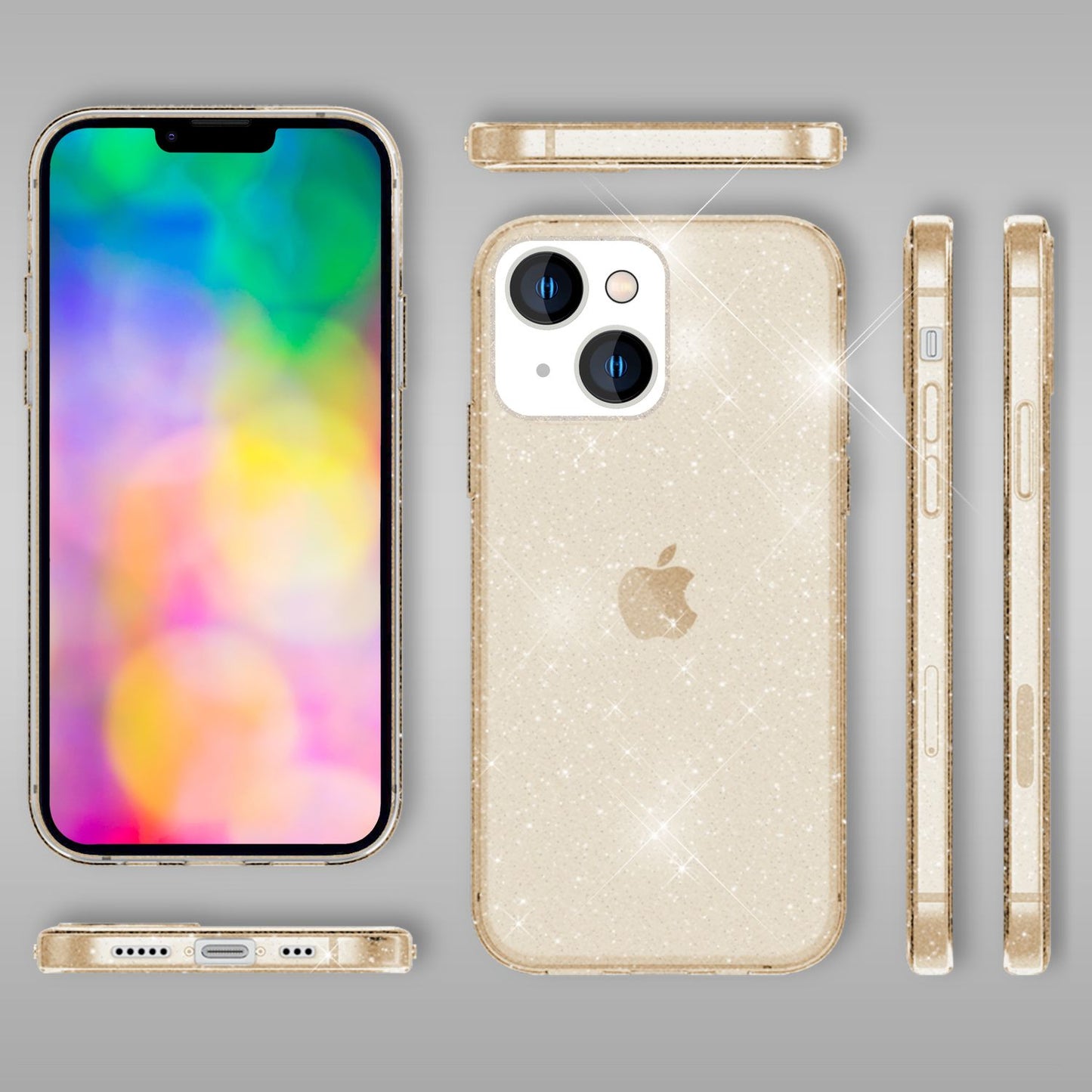 Husa NALIA Berlin Dazzlin cu sclipici - Design transparent strălucitor pentru iPhone 14 Plus Slim