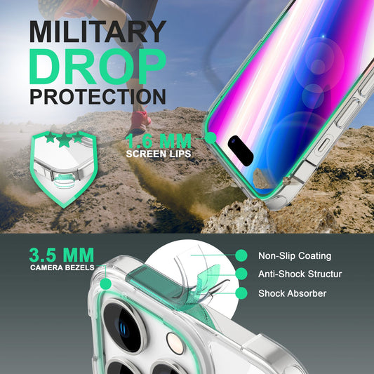 Klare Hülle für iPhone 14 Pro Max - Transparent Kratzfest Anti-Gelb Acryl Cover