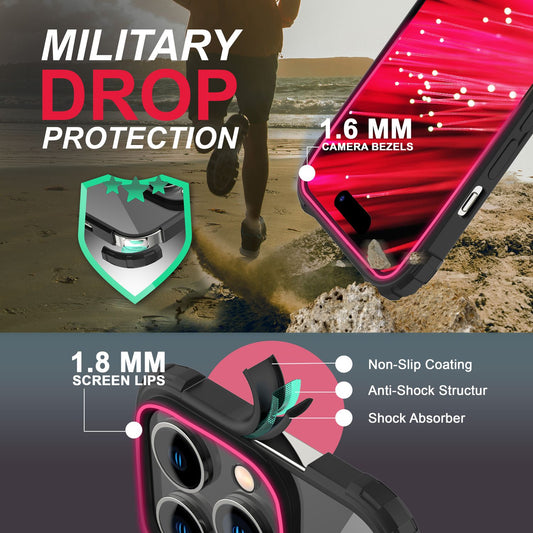 Ring Hülle für iPhone 14 Pro - Klar Transparent Schutz Rahmen 360° Ring Ständer