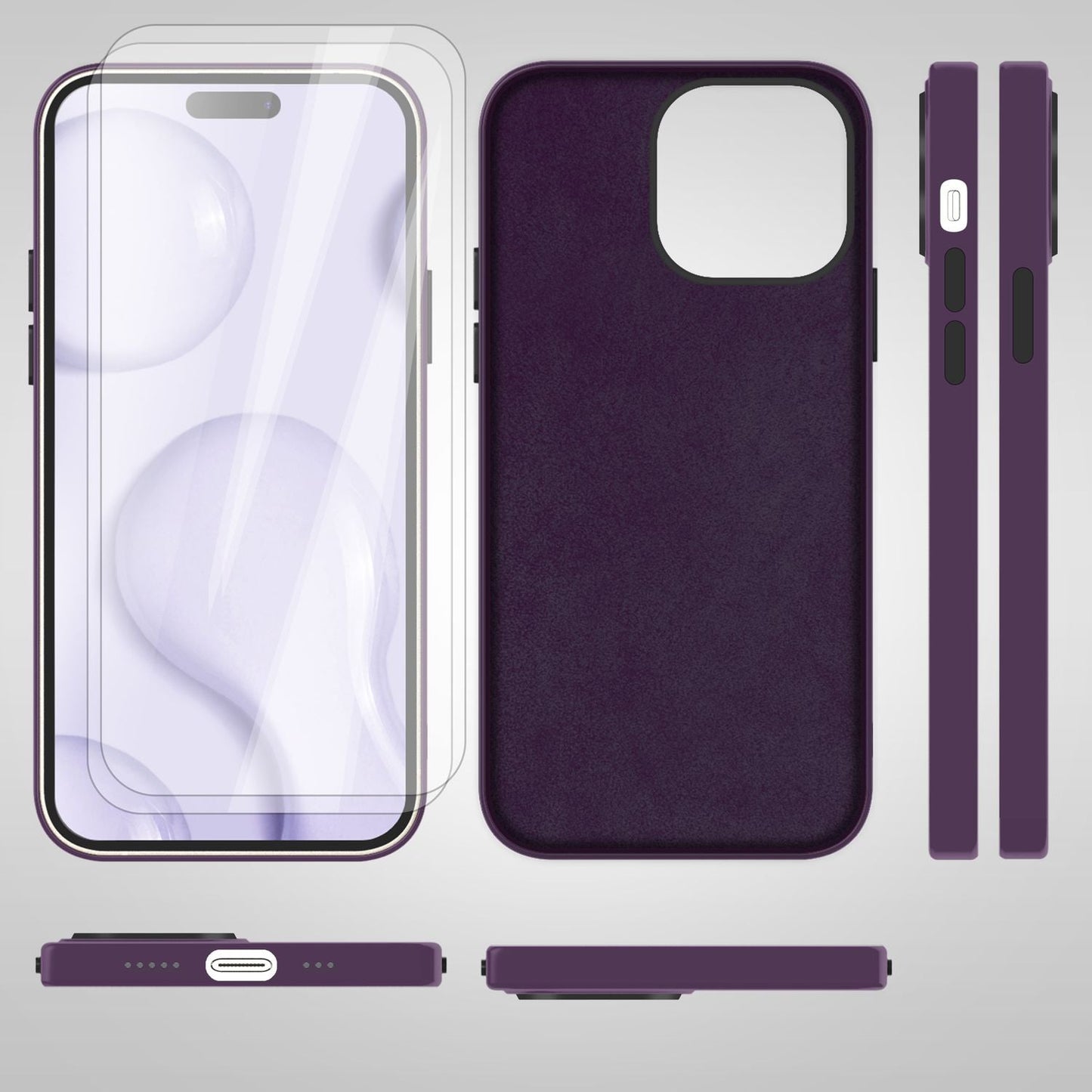 MagSafe Hülle mit 2x Schutz Glas für iPhone 14 Pro Max, Easy Clean Silikon Case