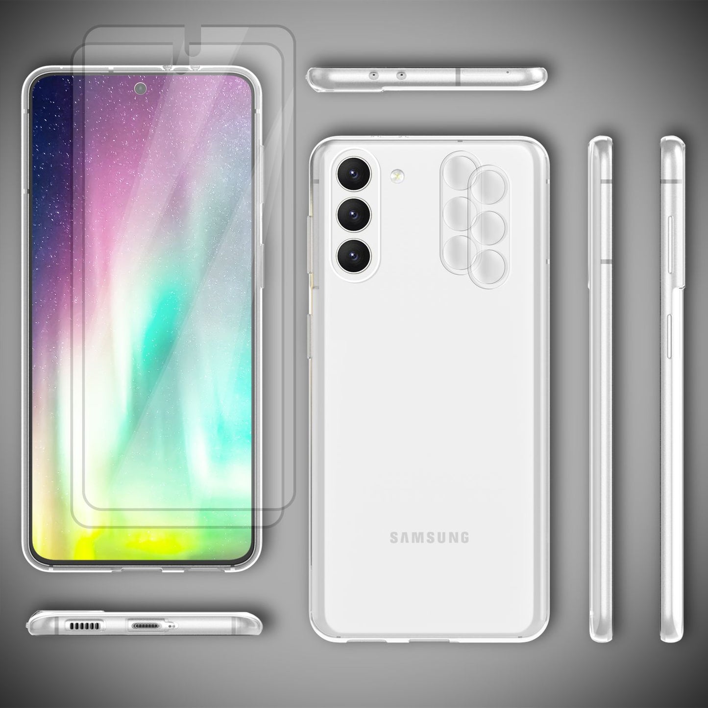 Klare Silikon Hülle für Samsung Galaxy S23 Plus, 2x Displayschutz & Kameraschutz