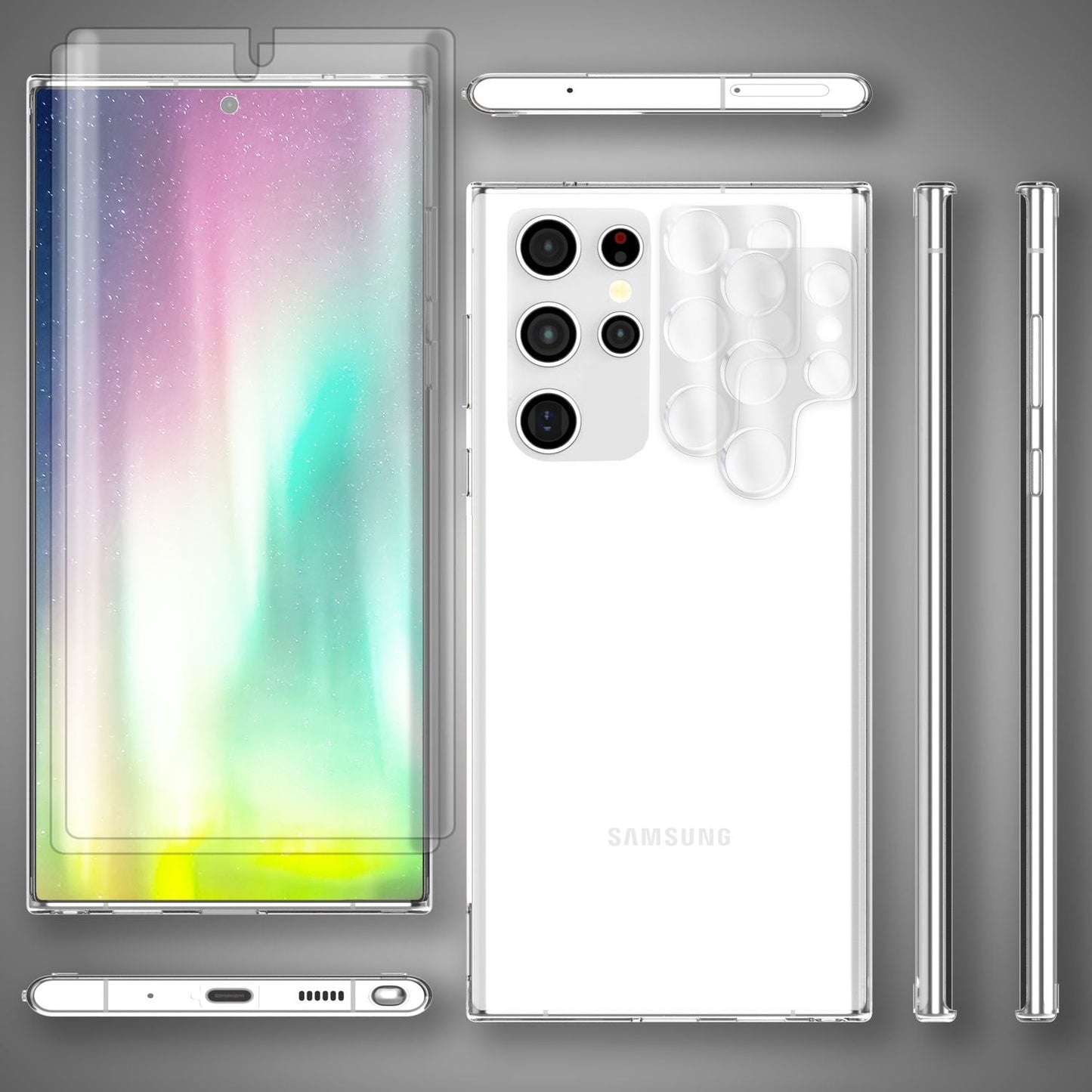 Carcasă transparentă pentru Samsung Galaxy S23 Ultra, protecție 2x ecran/cameră, transparentă