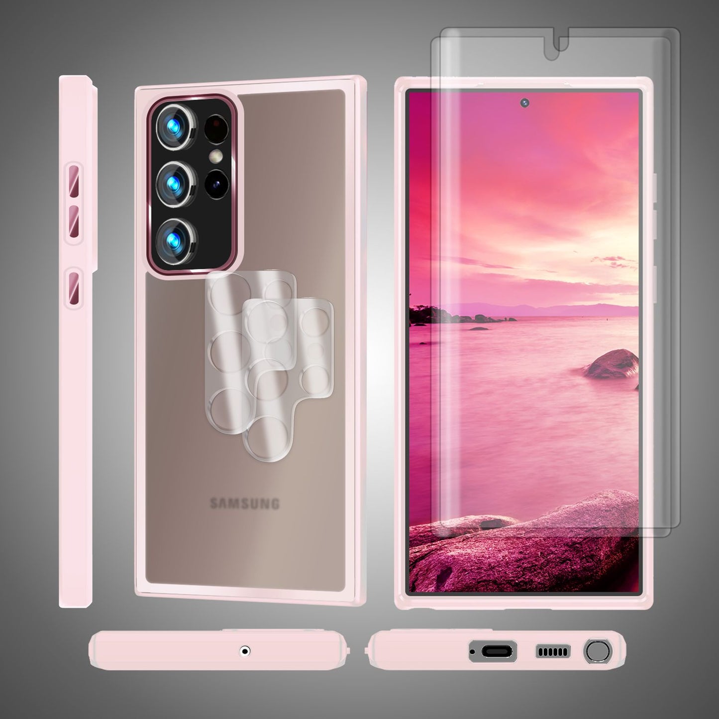 NALIA Fuzion Matt-Klar Case - 2x Display- Und Kameraschutz S23 Ultra