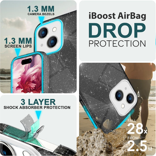 Husă NALIA Berlin ShinePop cu sclipici - Mărime potrivită pentru iPhone 15 Plus, protecție din silicon TPU