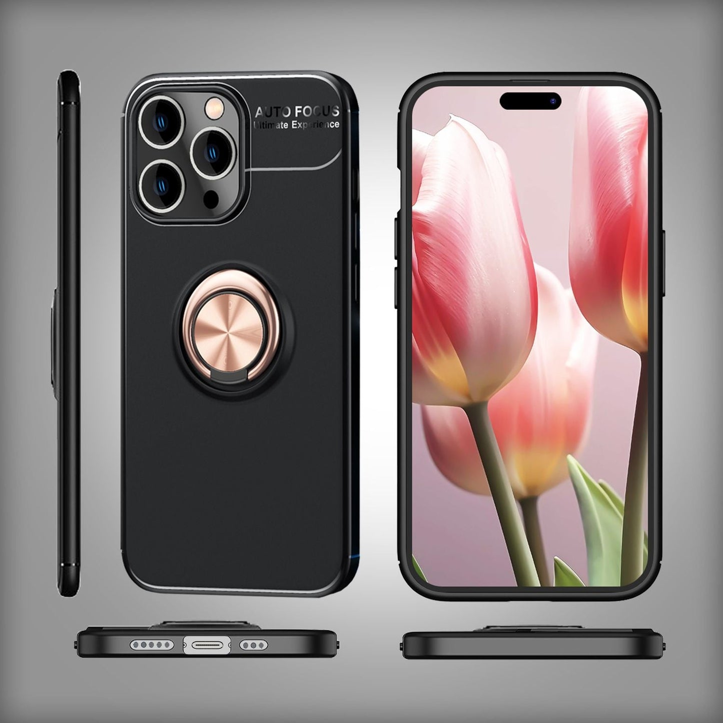 Hülle mit Ring für iPhone 15 Pro Silikon Handyhülle Case Schutz Cover Ringhülle