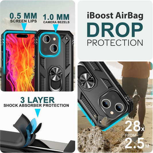 Panzer Hülle mit Ring für iPhone 15 Plus Outdoor Handyhülle Extrem Schutz Case