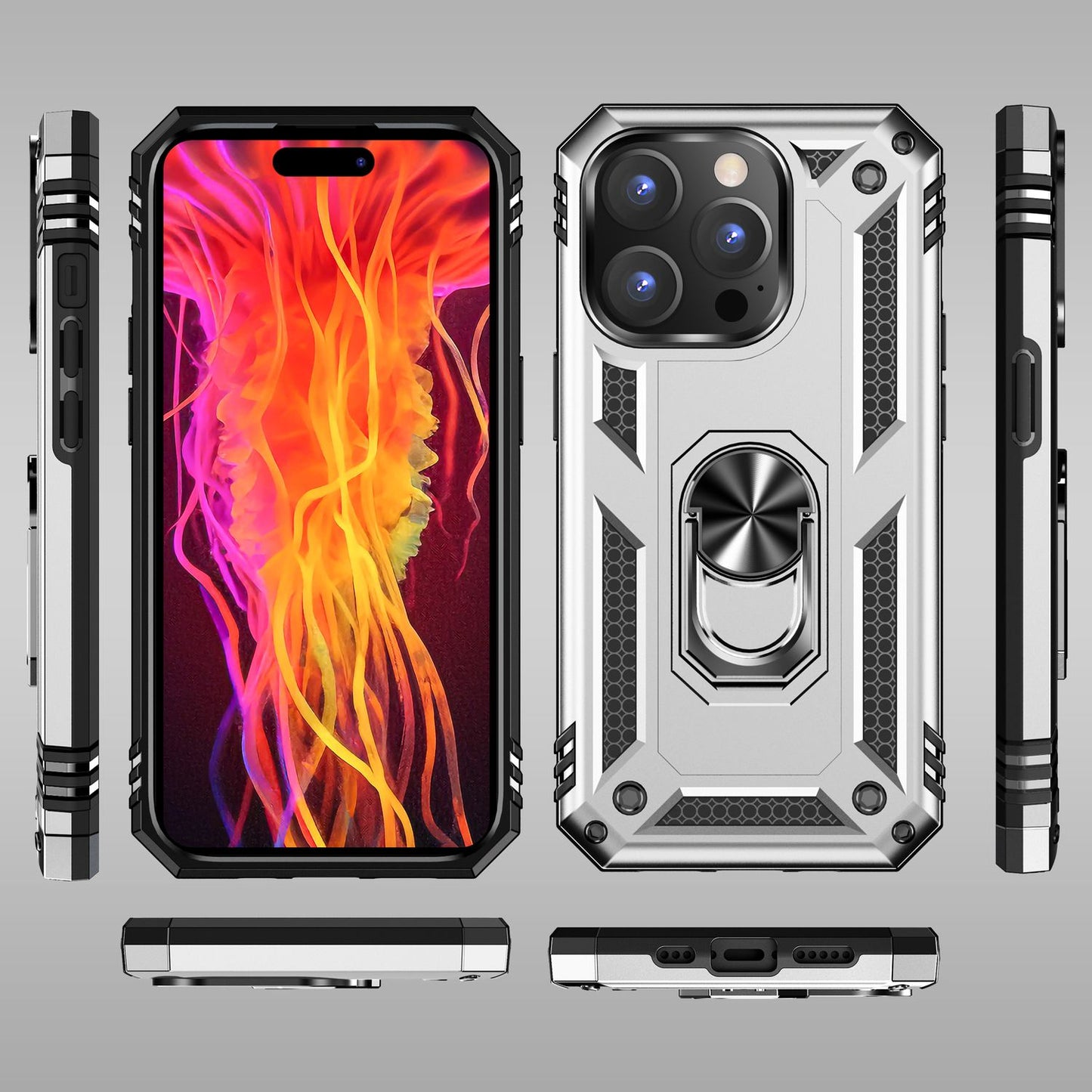 Panzer Hülle mit Ring für iPhone 15 Pro Max Outdoor Handyhülle Schutz Hard Case