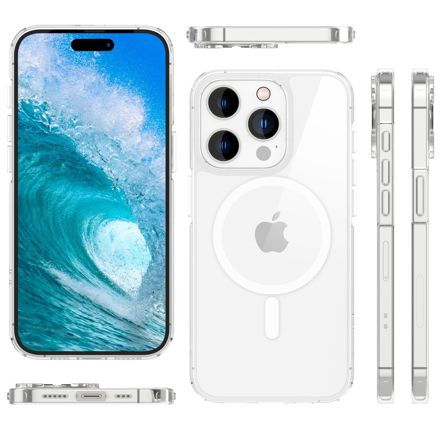 MagSafe Hülle Klar für iPhone 15 Pro Clear Hard Case Schutz Tasche Handyhülle PC