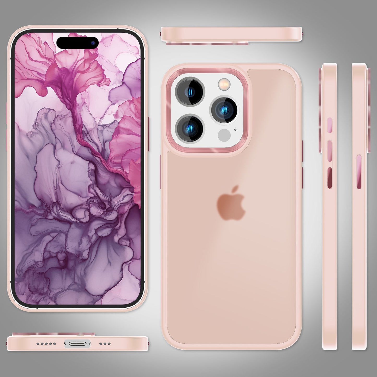 Hybrid Hülle für iPhone 15 Pro Max Frosted Case Schutz Rand Magnet Handyhülle