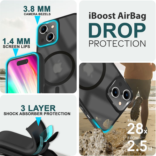 Carcasă hibridă MagSafe pentru iPhone 15 Plus, carcasă rigidă mată, cu margine protectoare