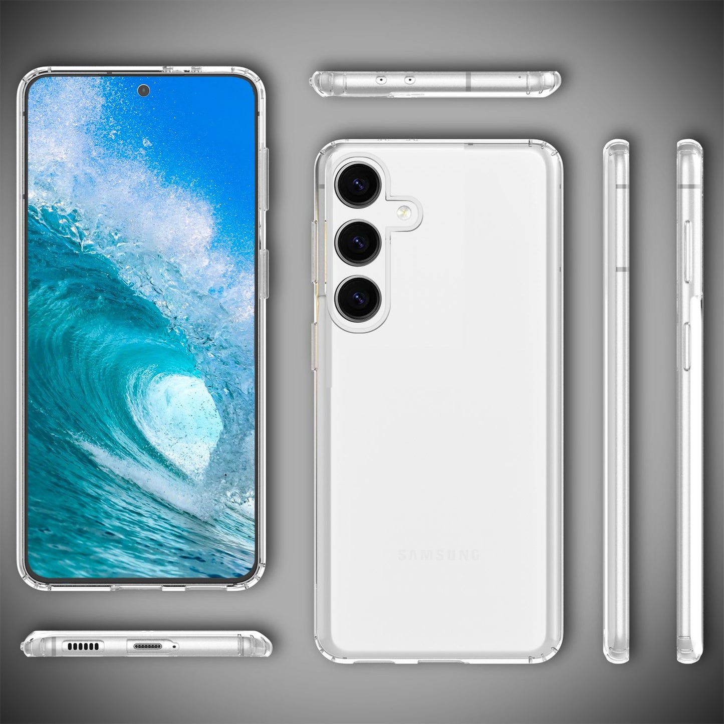 NALIA Stabile Klare Schutzhülle für Samsung Galaxy S24 Plus Hülle, Transparent mit harter Rückseite & Silikon-Rahmen