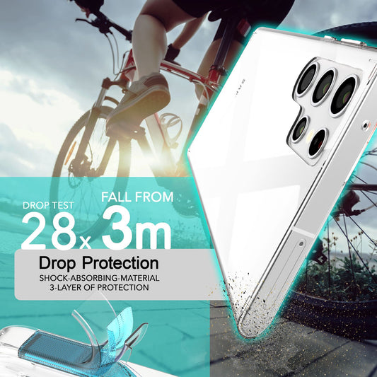 NALIA Stabile Klare Schutzhülle für Samsung Galaxy S24 Ultra Hülle, Transparent mit harter Rückseite & Silikon-Rahmen