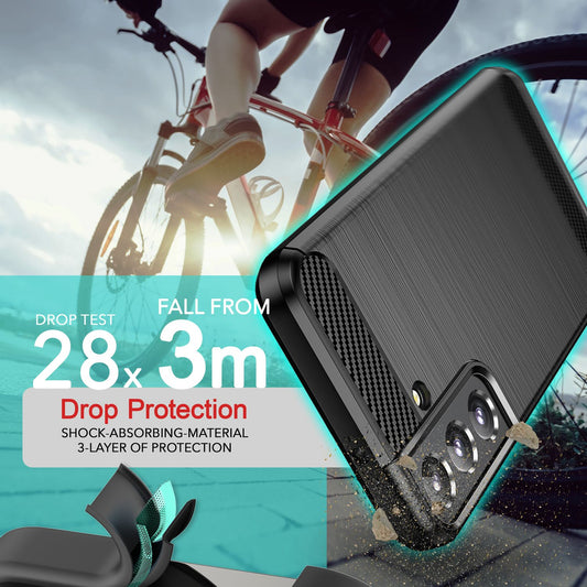 NALIA Carbon-Style Silikonhülle für Samsung Galaxy S24 Hülle, Matt-Schwarze Schutzhülle mit Karbon Kohlefaser-Struktur