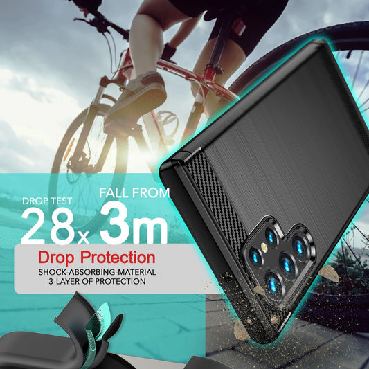 NALIA Carbon-Style Silikonhülle für Samsung Galaxy S24 Ultra Hülle, Matt-Schwarze Schutzhülle mit Kohlefaser-Struktur