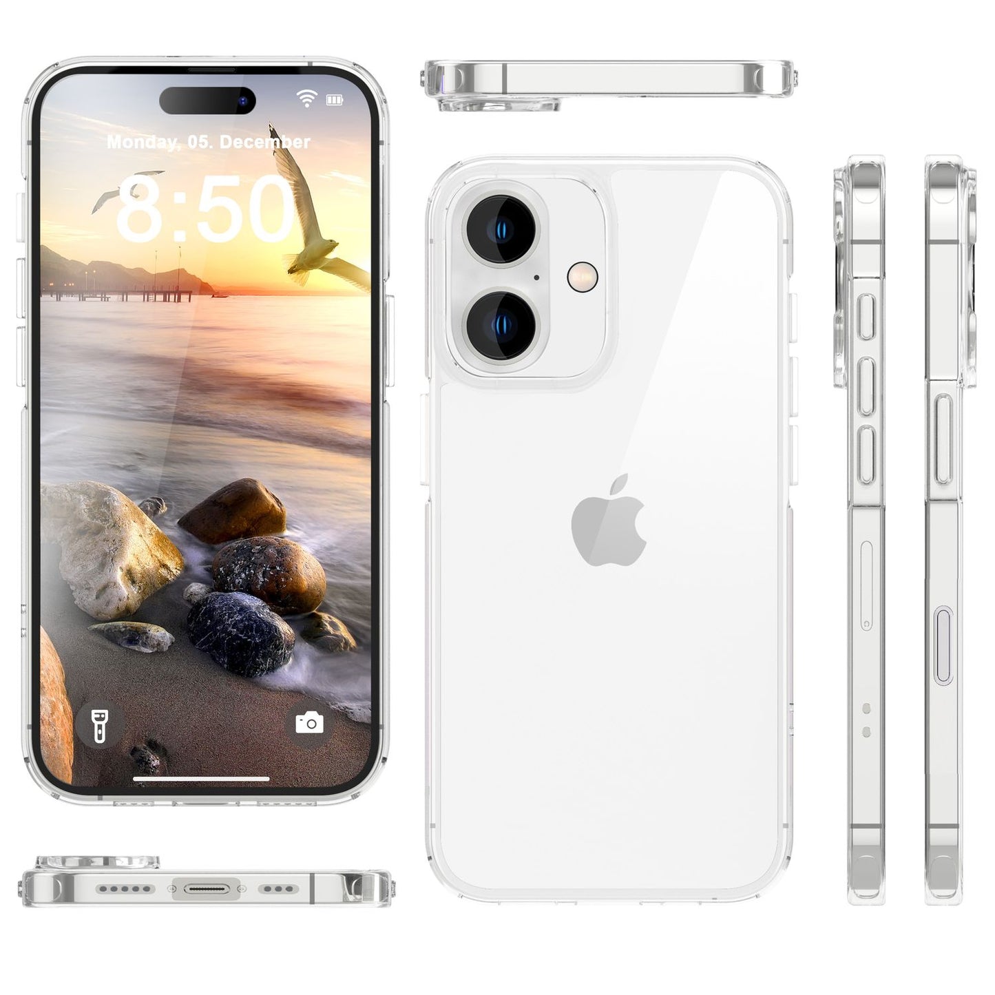 NALIA Klare Kratzfeste Acryl Hülle für iPhone 16, Harte Schutzhülle mit Silikon-Rand, Transparente Anti-Gelb Handyhülle