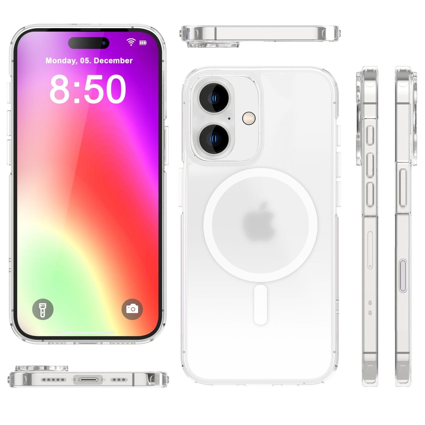 NALIA Matte MagPower Acryl Hülle für iPhone 16, mit Ring für MagSafe, Semi-Transparente Anti-Fingerabdruck Handyhülle