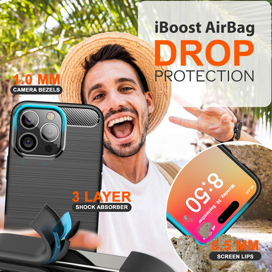 NALIA Iphone 16 Pro Hülle Carbon Style - Kohlefaser-Optik, Matt Schwarz, Slim Design