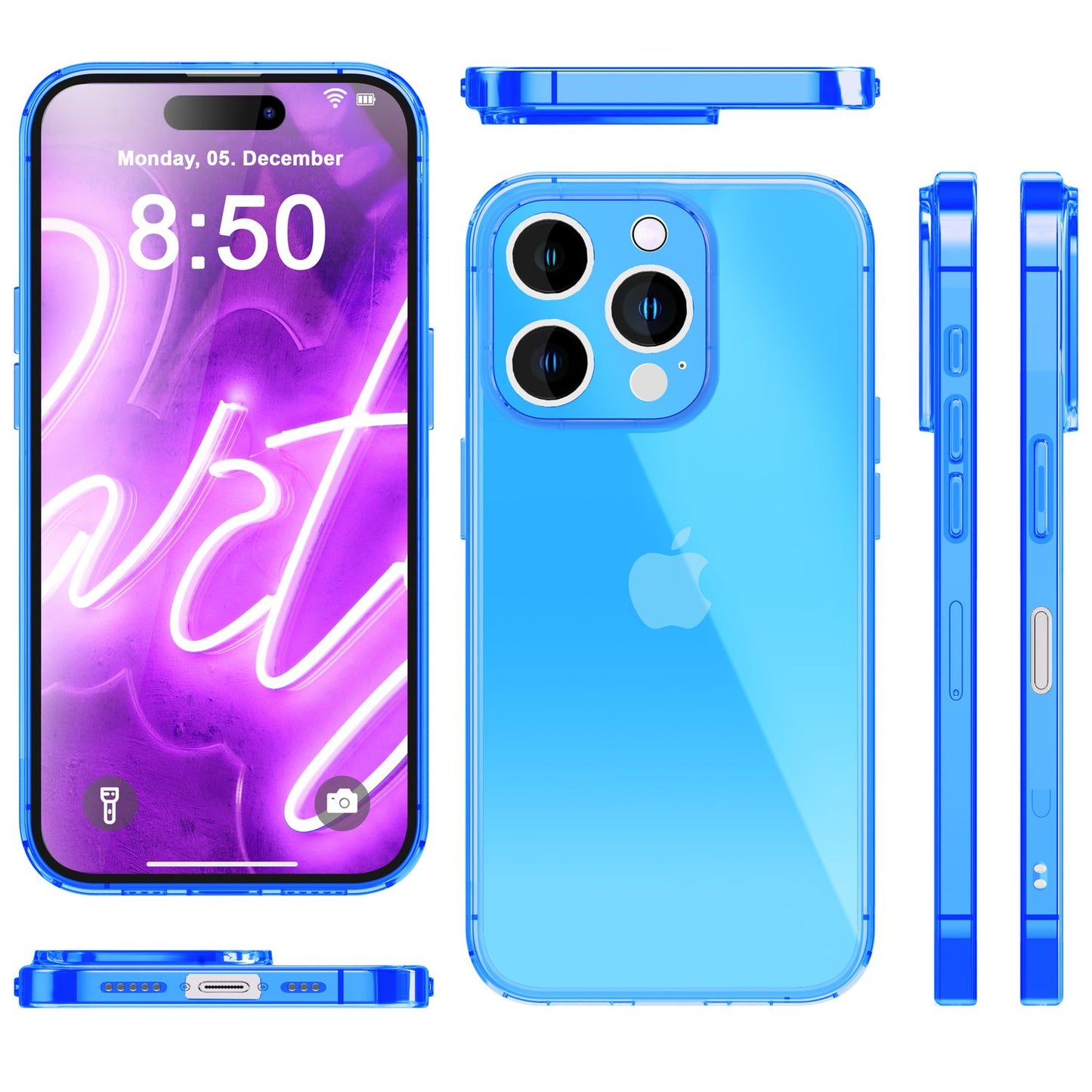 NALIA Klare Neon Hülle - Größe 6,7 Zoll Silikon Neonfarben