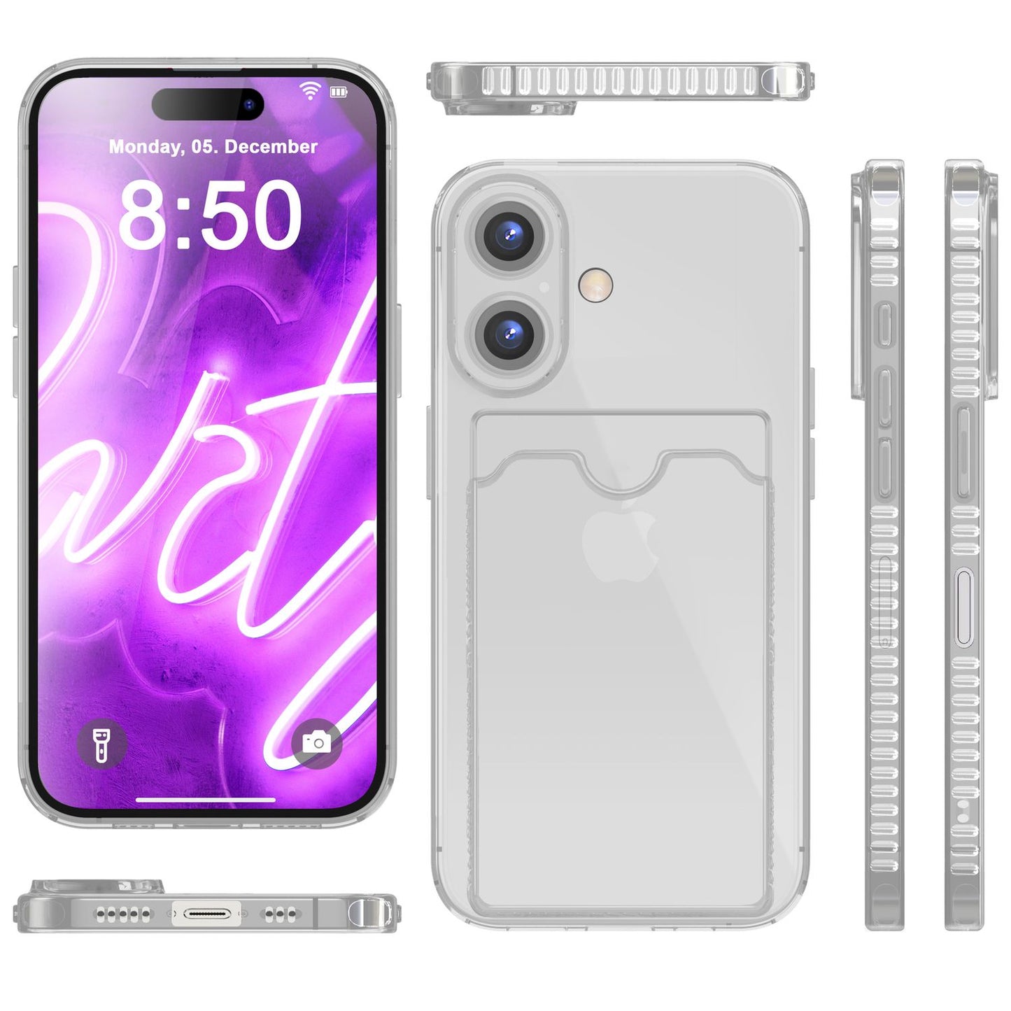 Husă Nalia Neon pentru carduri - Slot pentru 2 carduri, Silicon subțire