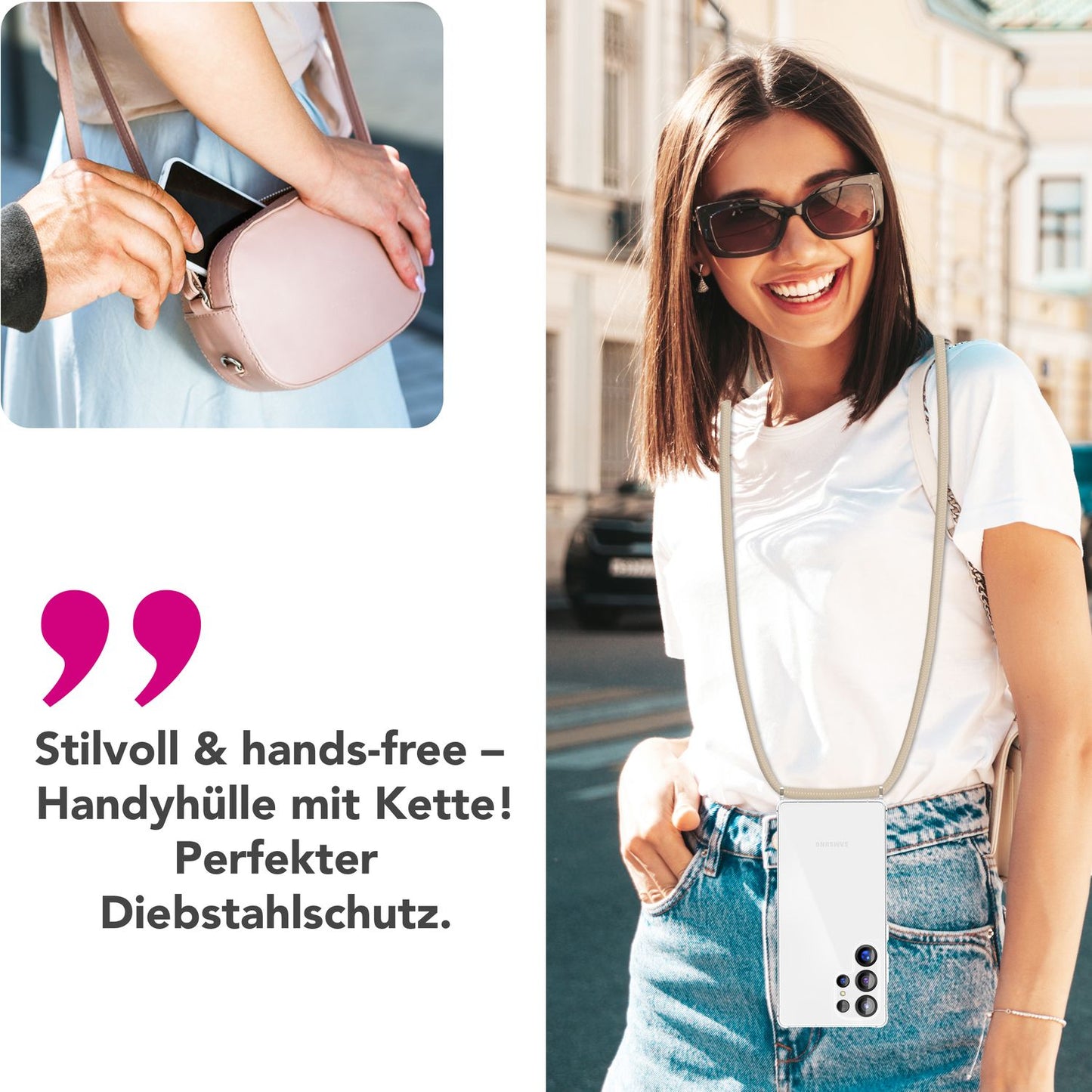 NALIA Hangit Verstellbare Crossbody Hülle - Kapazität 1 Smartphone, Länge Verstellbar, Kompatibel Galaxy S25 Ultra