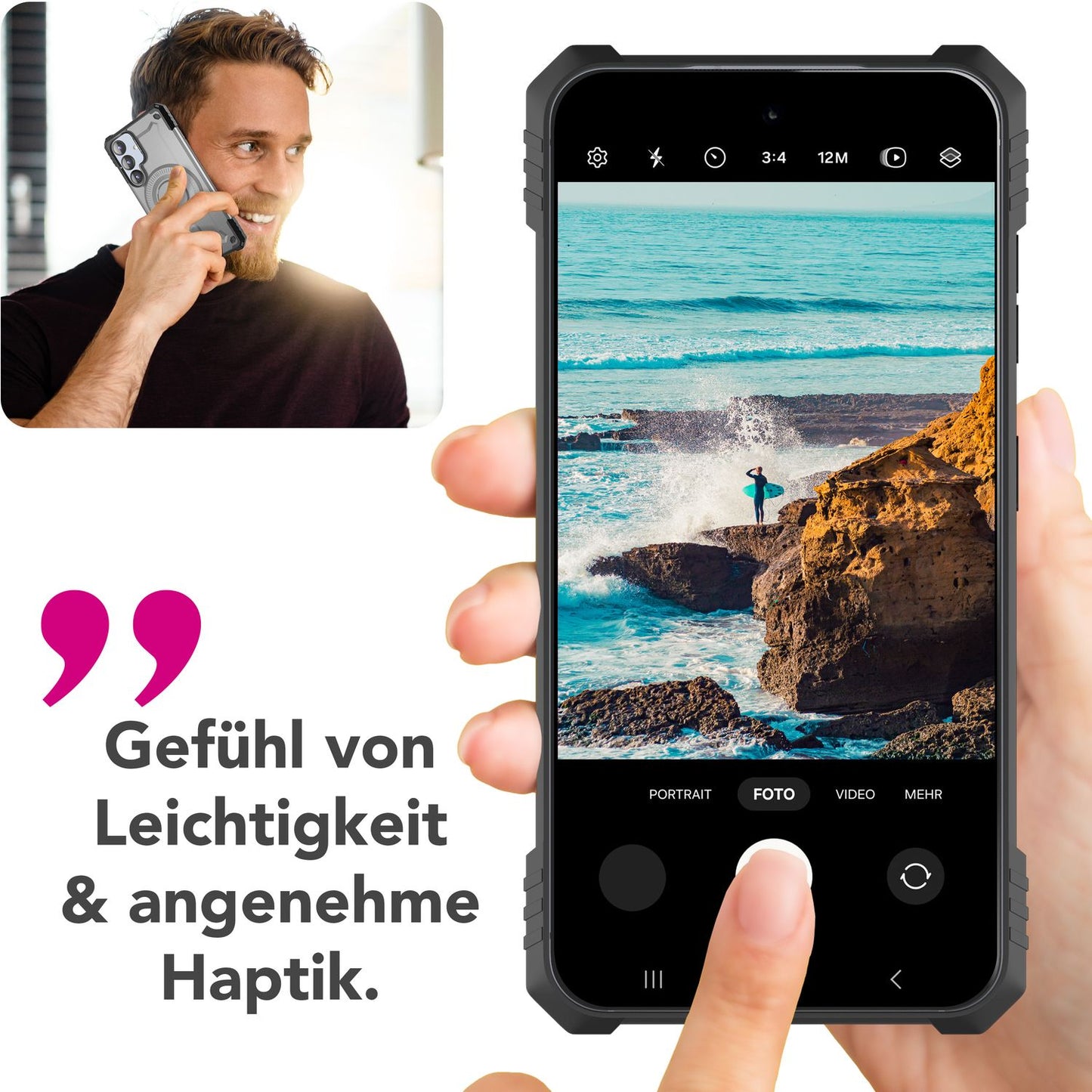 NALIA Granite für Samsung Galaxy S25 Hülle für MagSafe, Armor Panzerhülle, Ultra Robuste Schlagfeste Militärschutz Handyhülle, mit Magnet-Ring und Kamera-Stand