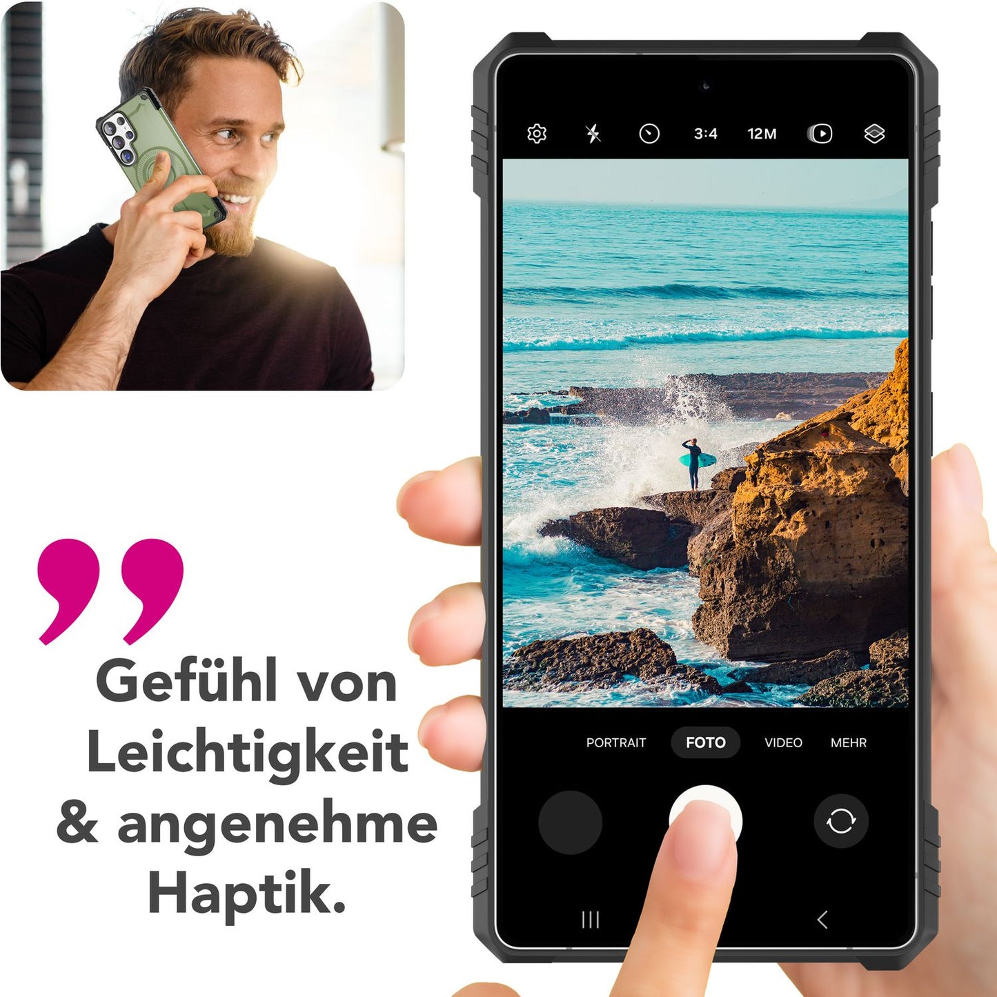 NALIA Granite für Samsung Galaxy S25 Ultra Hülle für MagSafe, Armor Panzerhülle, Extrem Robuste Resistente Militär Schutzhülle, mit Magnet-Ring und Kamera-Stand