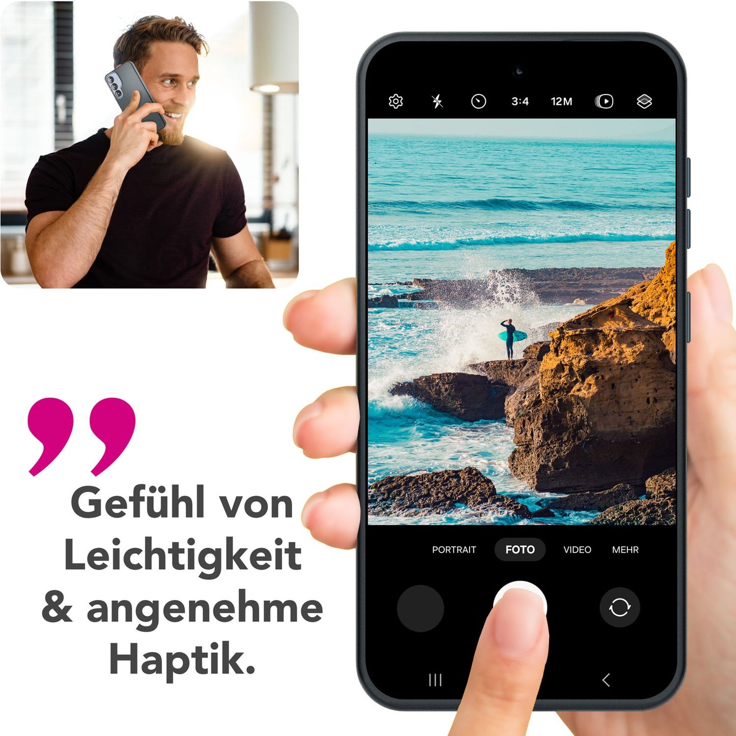 NALIA Overland für Samsung Galaxy S25 Hülle für MagSafe, Ultra Dünnes Hardcase mit Unsichtbarem Magnet-Ring, Ausklappbarer Kamera-Ständer, Mattierte Schutzhülle - Titan Schwarz