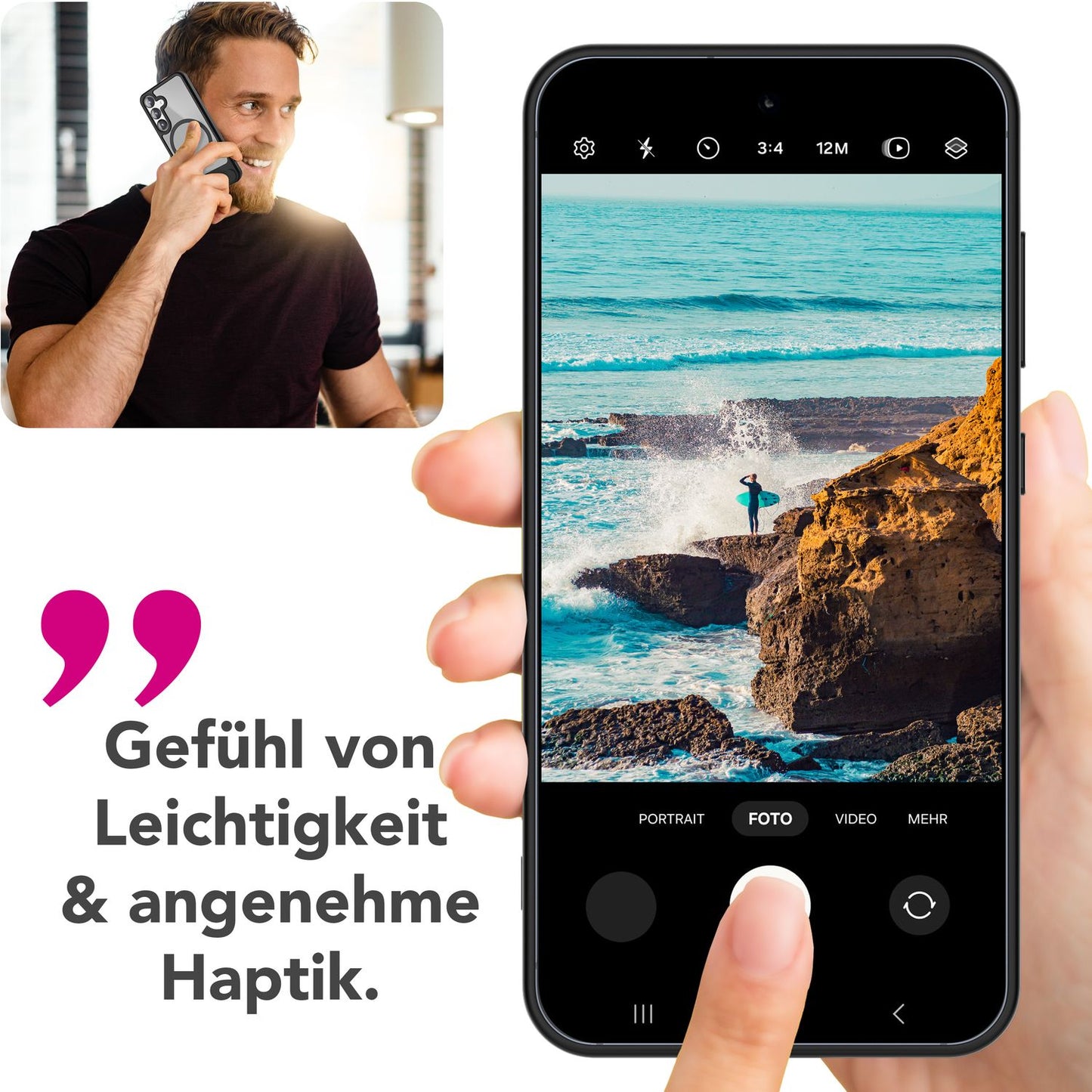 NALIA Triton für Samsung Galaxy S25 Hülle für MagSafe, Magnethülle mit Ausklappbarem Standfuß, Ring für Magnetisches Laden, Semi-Transparente Handyhülle mit schwarzem Silikon-Rand