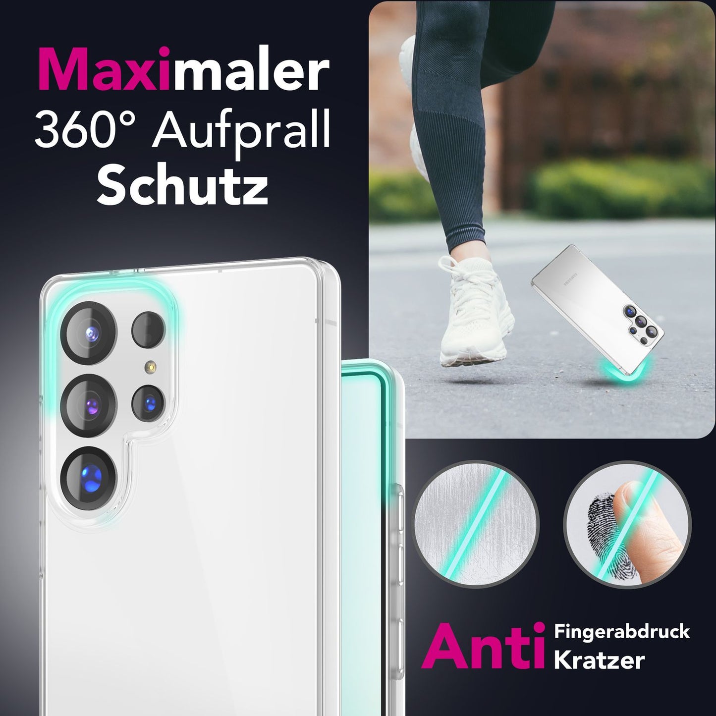 NALIA 360Guard Transparente 360° Schutzhülle - Größe Passend Galaxy S25 Ultra Hülle Dicke 1,5 mm Gewicht Ca 28 g