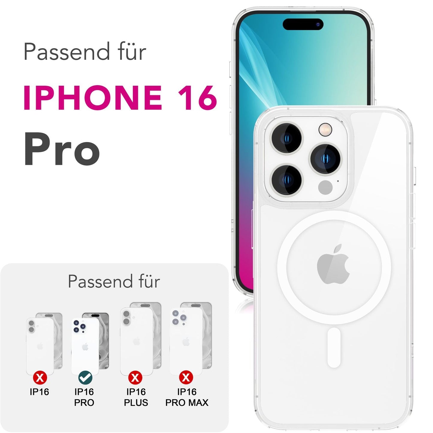 Etui NALIA Strive Crystal Clear do iPhone'a 16 Pro MagSafe – idealne dopasowanie, pierścień magnetyczny, odporne na wstrząsy