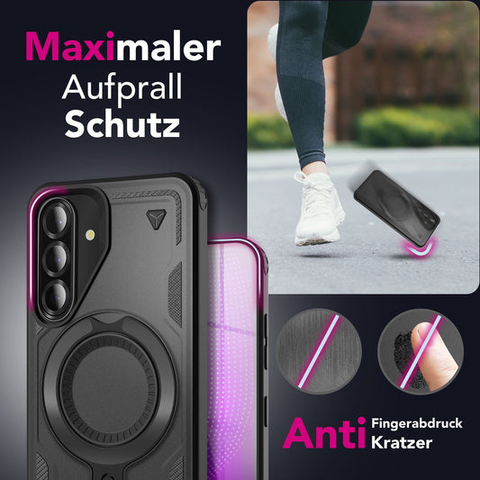 NALIA Stormguard Hülle für Samsung Galaxy A36 – für MagSafe, Military Style Handyhülle mit Stoßdämpfung & 360° Ringhalter, Robustes Hartschalen Cover, Outdoor Case