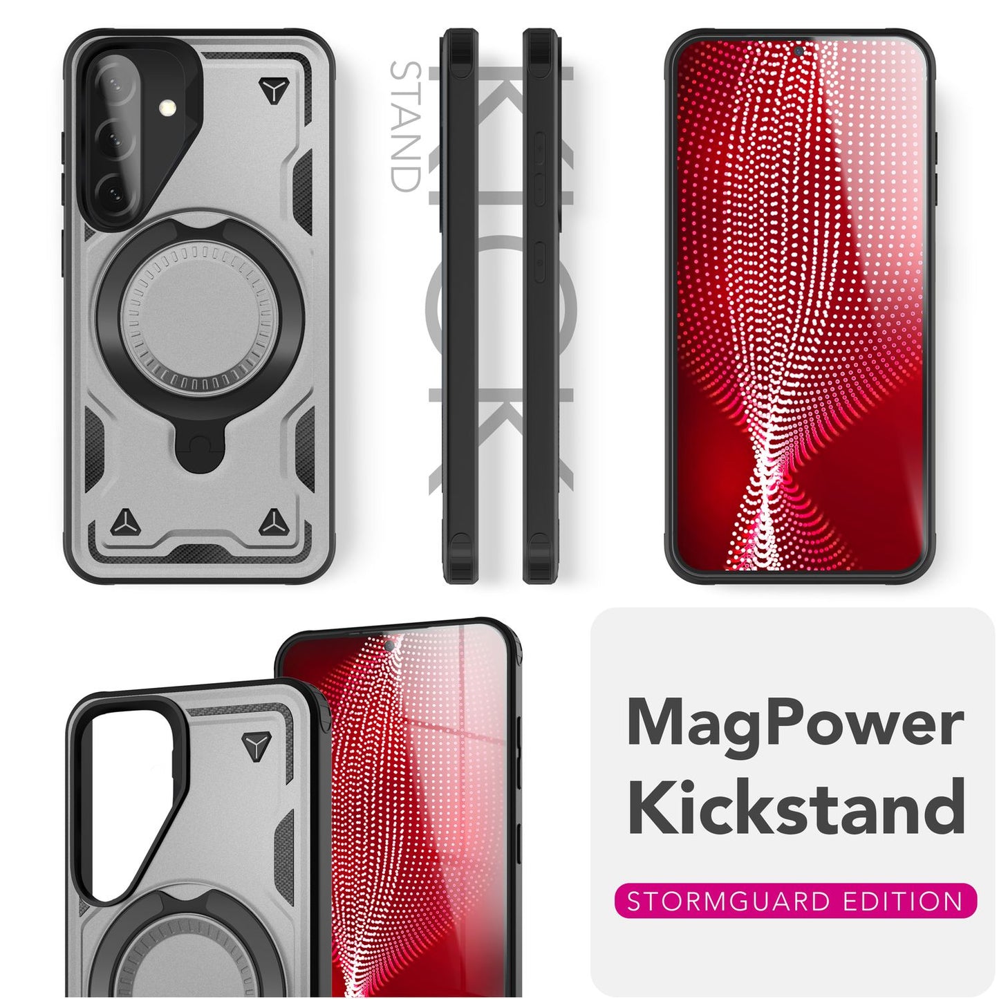 NALIA Stormguard Hülle für Samsung Galaxy A56 – für MagSafe, Panzerschutz Handyhülle mit 360° Drehbarem Ring, Kickstand, Stoßfestes Outdoor Case, Militär Schutzhülle