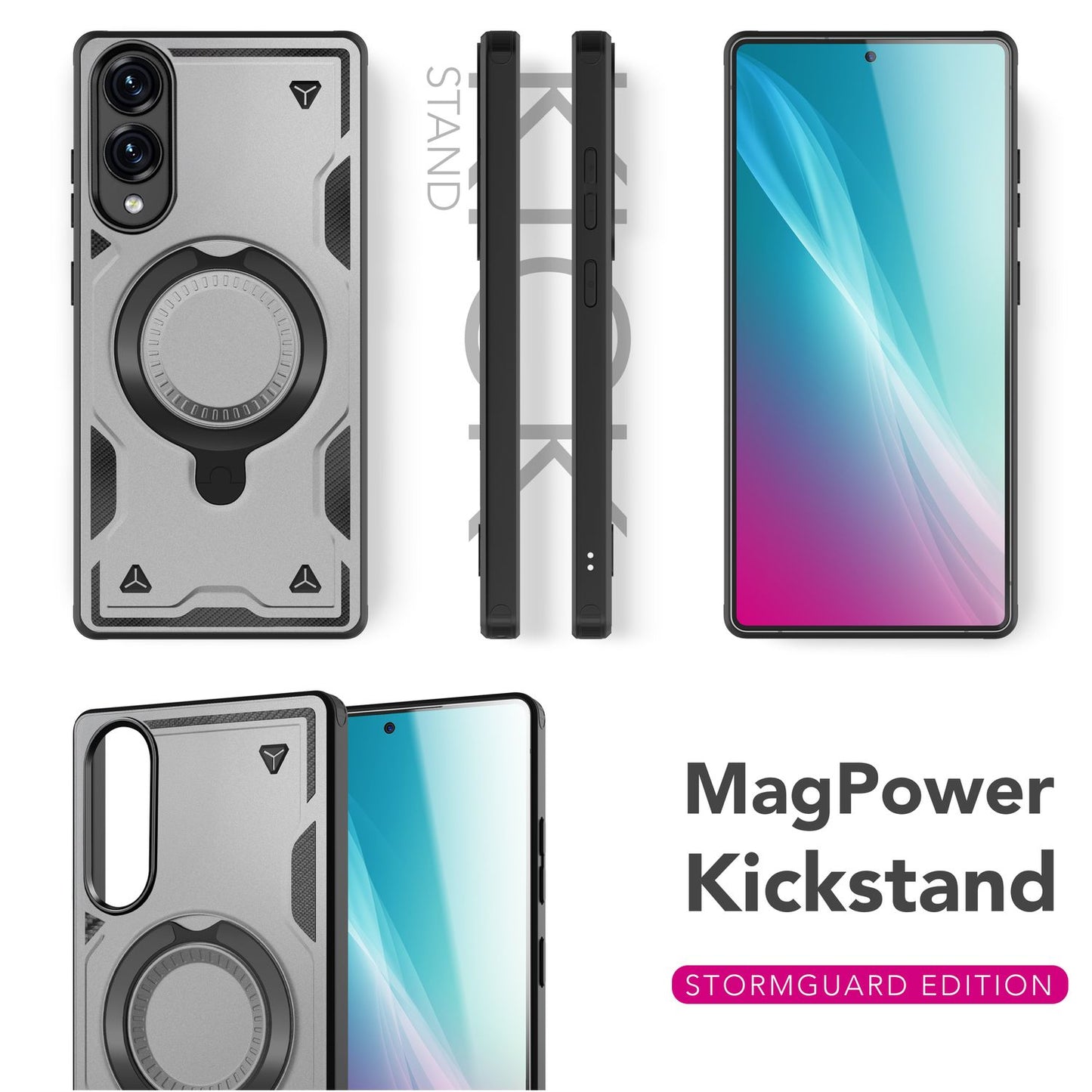 NALIA Stormguard Hülle für Samsung Galaxy S25 Edge – für MagSafe, Panzerhülle mit 360° Ring, Schlagfest & Stabil, Verstärkter Fallschutz, Militär Schutzklasse