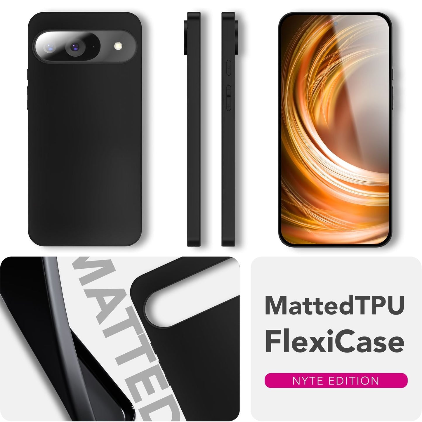 NALIA Strider Hülle für Google Pixel 9 – Schlankes 1,28mm TPU Cover in Matt-Schwarz, Handyhülle mit Soft-Touch Finish & Staubschutz-Tasten, Strapazierfähig, Kratzfeste Schutzhülle