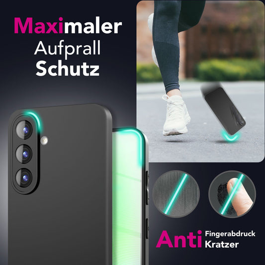 NALIA Strider Hülle für Samsung Galaxy A56 – 1,28mm Dünnes TPU Case in Schwarz, Handyhülle mit Matt-Beschichtung, Fingerabdruckarm, Staubschutz-Tasten, Alltagstaugliches Softcase