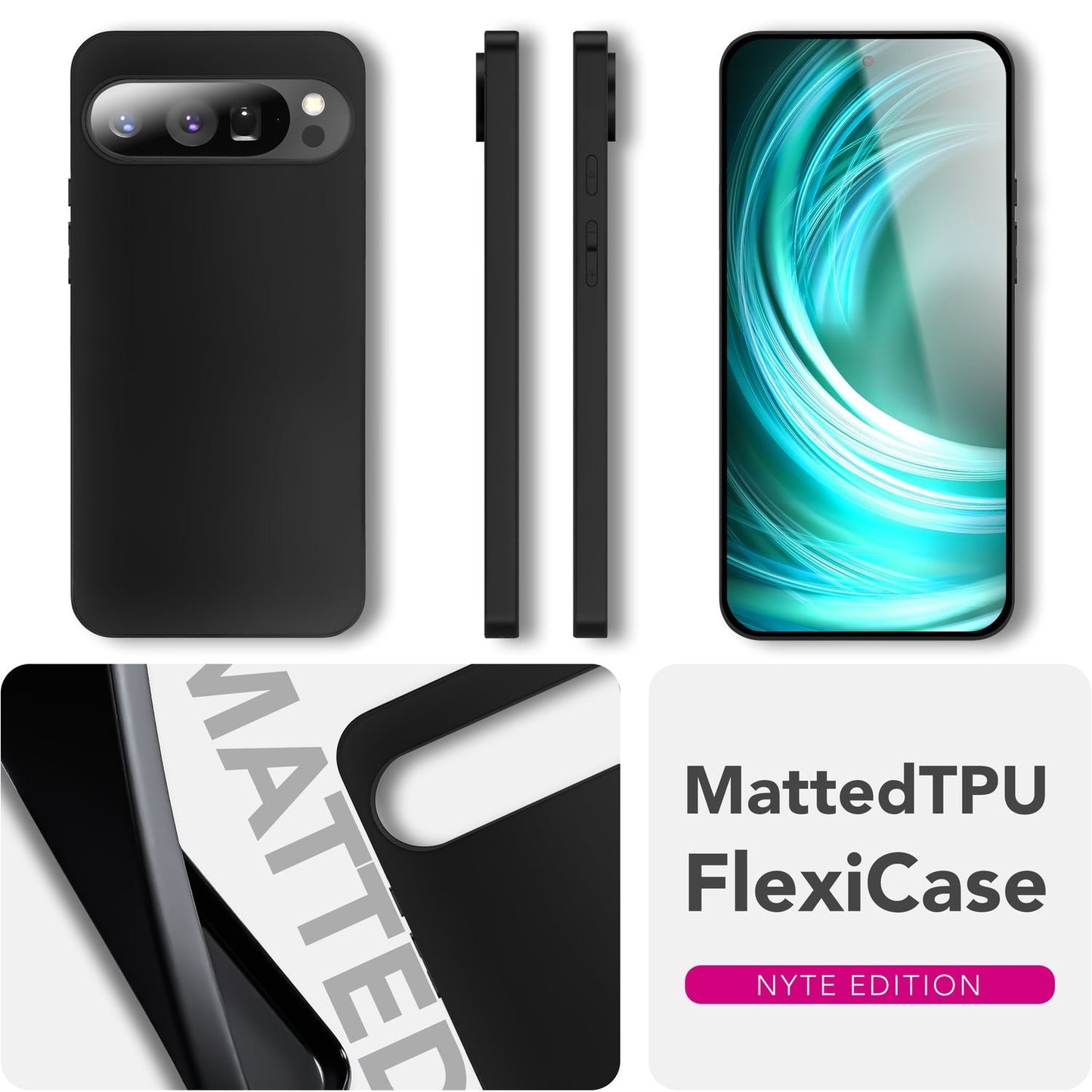 NALIA Strider Hülle für Google Pixel 9 Pro – Ultradünnes 1,28mm TPU Case, Mattes Schwarz, Handyhülle mit Staubgeschützten Tasten, Anti-Fingerprint Beschichtung, Slim Cover