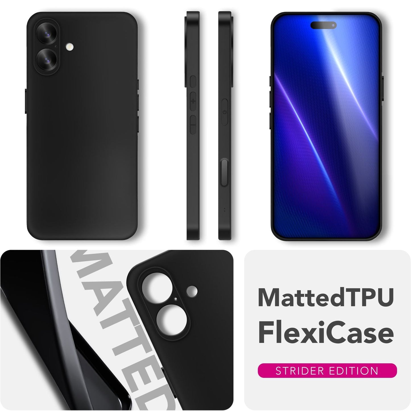 Husa NALIA Strider pentru iPhone 17 Slim Matte - grosime 1.28mm, silicon TPU flexibil, protecție integrată pentru butoane