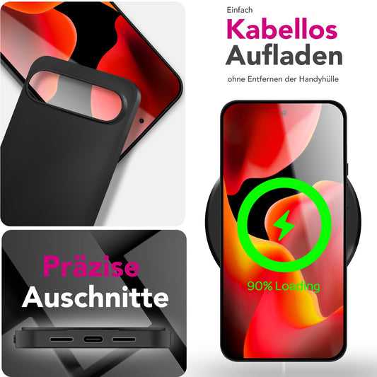 NALIA Hülle Strider für Google Pixel 10 Pro (Mattes Slim-Case) - 1,28mm Schlank, Flexibles TPU, Staubdichte Tasten-Kappen, Anti-Fingerprint Oberfläche, Handy Schutzhülle - Schwarz