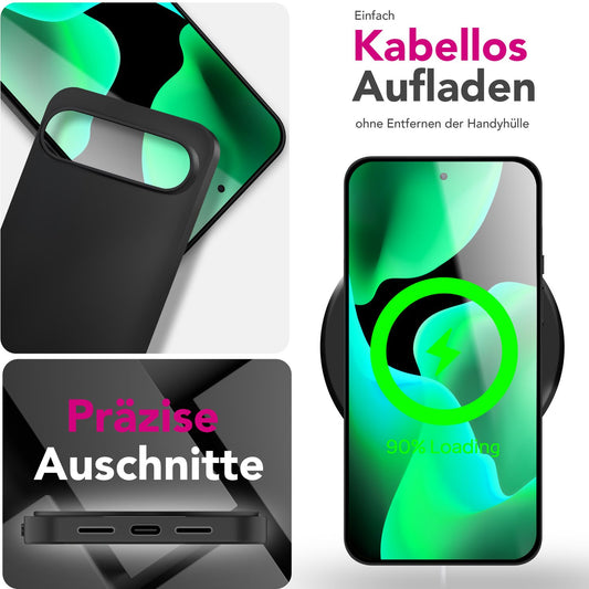 NALIA Hülle Strider für Google Pixel 10 Pro XL (Mattes Slim-Case) - Ultradünn 1,28mm, Flexibles TPU Silikon, Staubschutz-Abdeckung für Tasten, Elegante Handy Schutzhülle - Schwarz