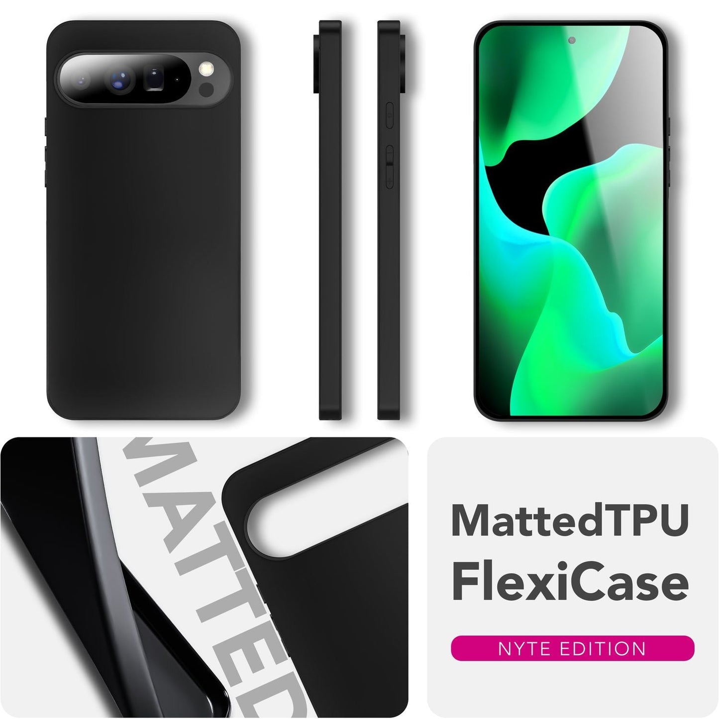 Husa NALIA Strider pentru Google Pixel 10 Pro XL (Husă mată subțire) - Ultra subțire 1.28 mm, silicon TPU flexibil, capac anti-praf pentru butoane, husă elegantă de protecție pentru telefon - Negru