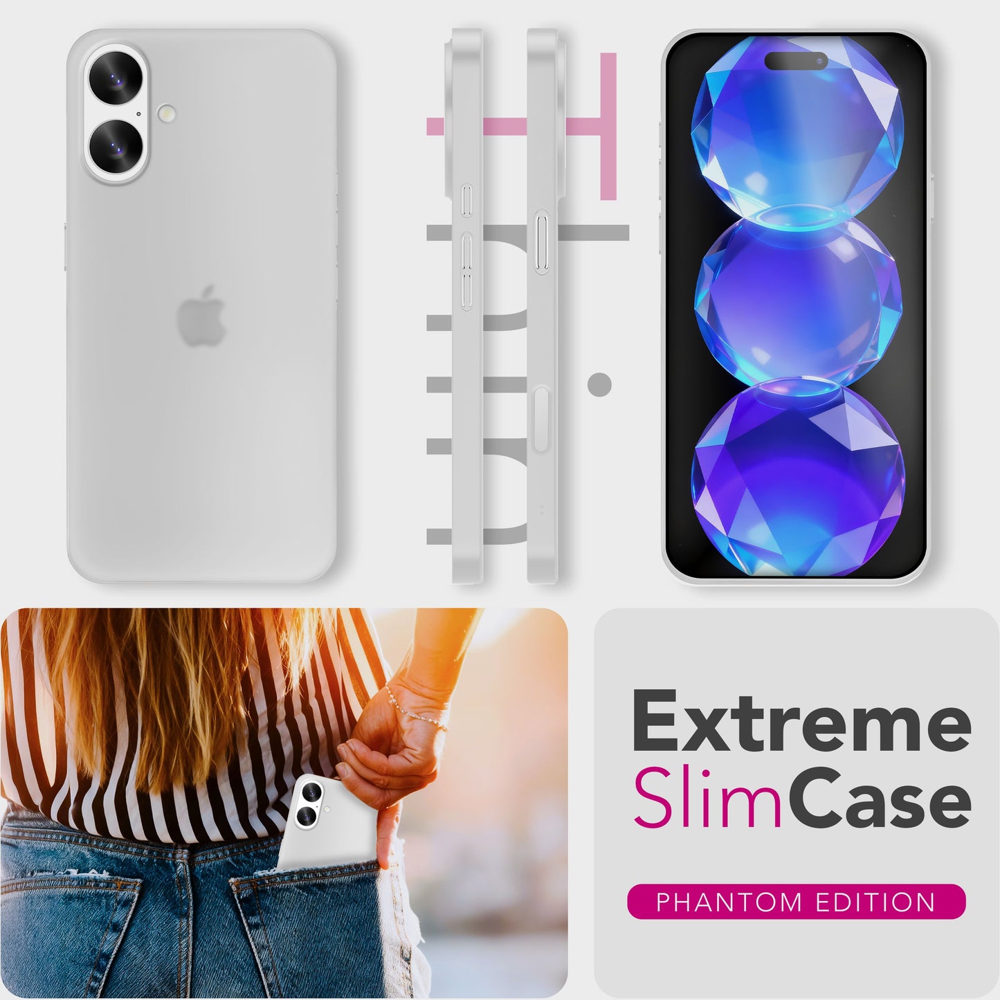 NALIA Phantom Extrem de Subțire și Ușoară - 0,3 mm grosime, Ultra-Ușoară, Anti-amprentă