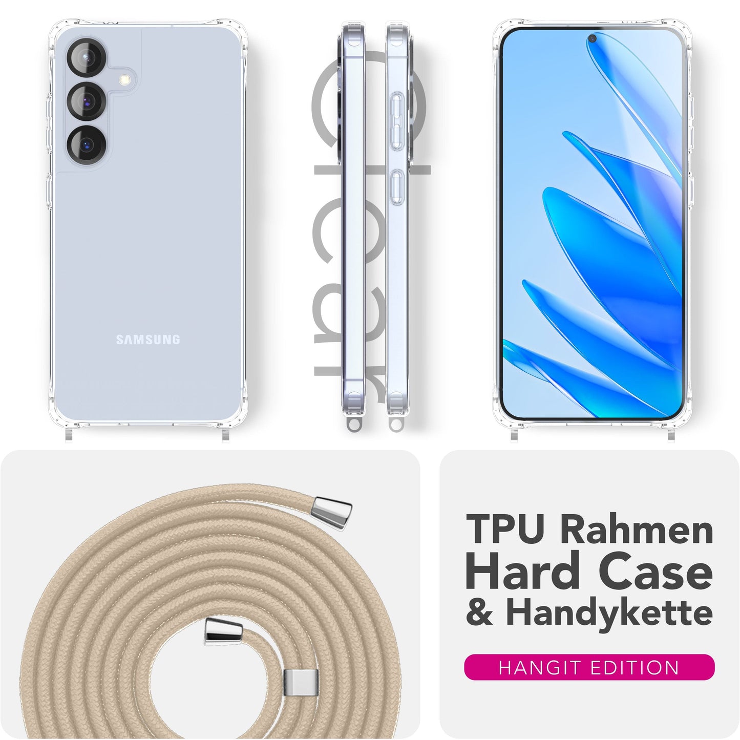 NALIA Hangit Umhängehülle - Kettenlänge 160 Cm Transparent Anti Gelb