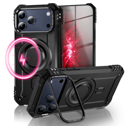 NALIA MagSafe Hülle Granite für Apple iPhone 17 Pro (Militär-Panzer) - Schlagfeste Handyhülle mit Kickstand, Rutschfestes Outdoor Armor Case, Fallschutz Cover