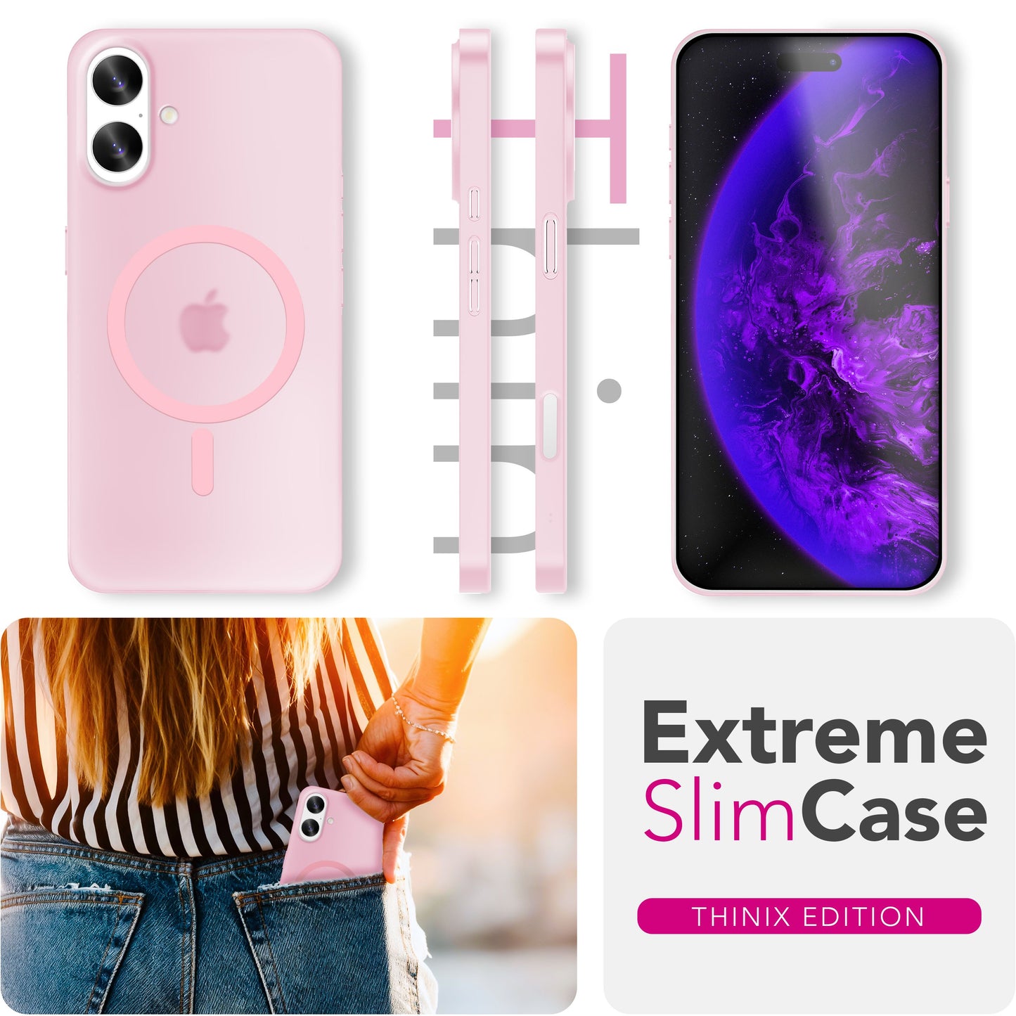 Etui NALIA MagSafe Thinix Ultra Thin – grubość 0,3 mm – zgodność z MagSafe – matowe, odporne na odciski palców