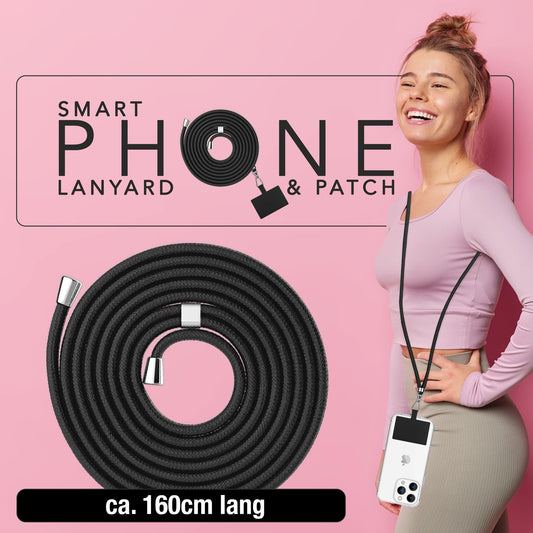 NALIA Universal-Kette mit Pad, Band für Handy-Hülle zum Umhängen, Karabinerhaken aus Metall (silber), Schlüsselband Umhängeband 160 CM, Crossbody Lanyard