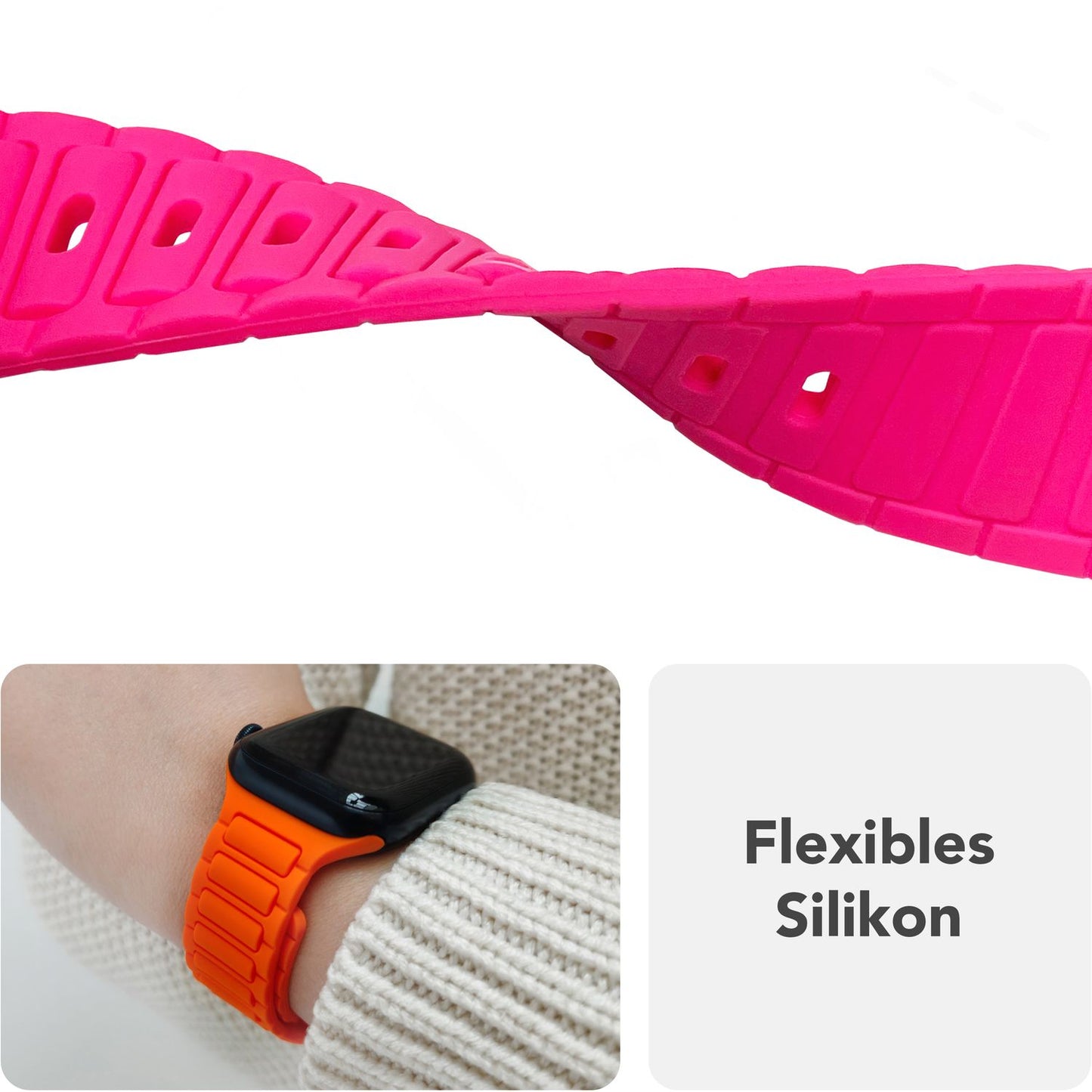 NALIA Pulse Armband 3D Textur Silikon - Größe 38/42mm SteckPin