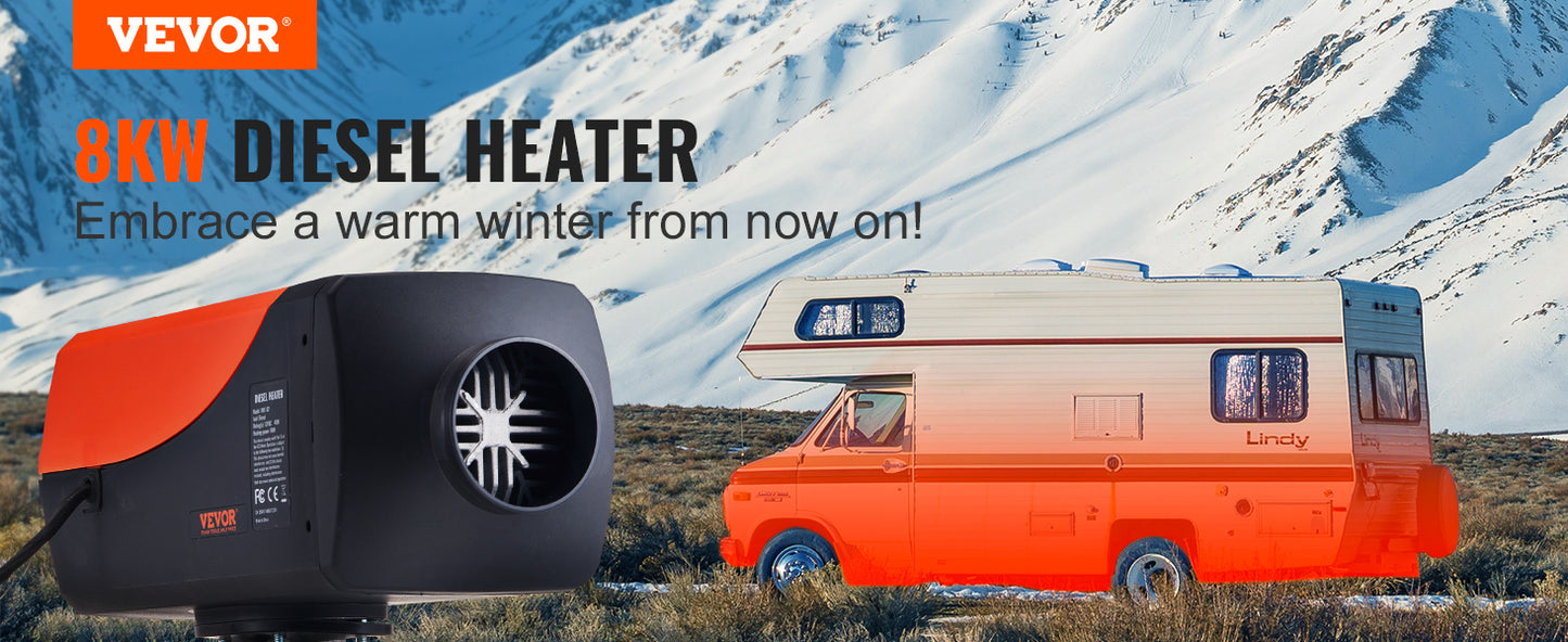 Încălzitor diesel 2025 - Încălzitor de aer VEVOR 12V 5/8KW - Încălzitor de parcare pentru rulote cu încălzire rapidă