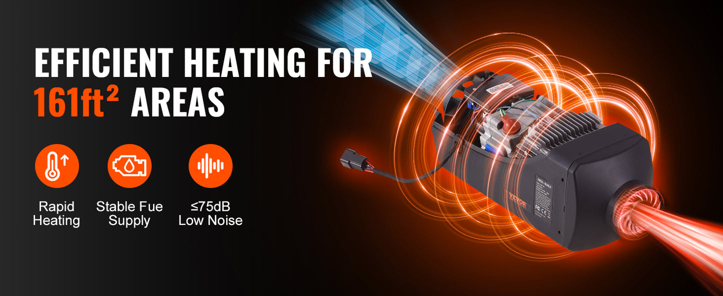 Încălzitor diesel 2025 - Încălzitor de aer VEVOR 12V 5/8KW - Încălzitor de parcare pentru rulote cu încălzire rapidă