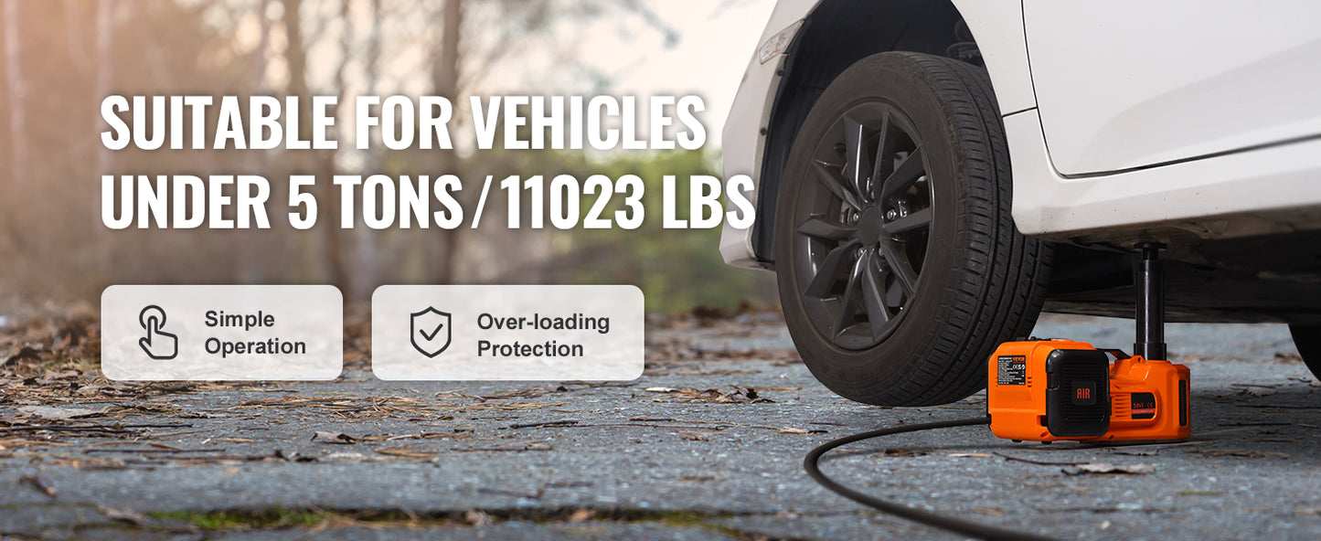 VEVOR Elektrischer Wagenheber 5 Tonnen - Hydraulik Jack mit Schlagschrauber für SUV LKW PKW