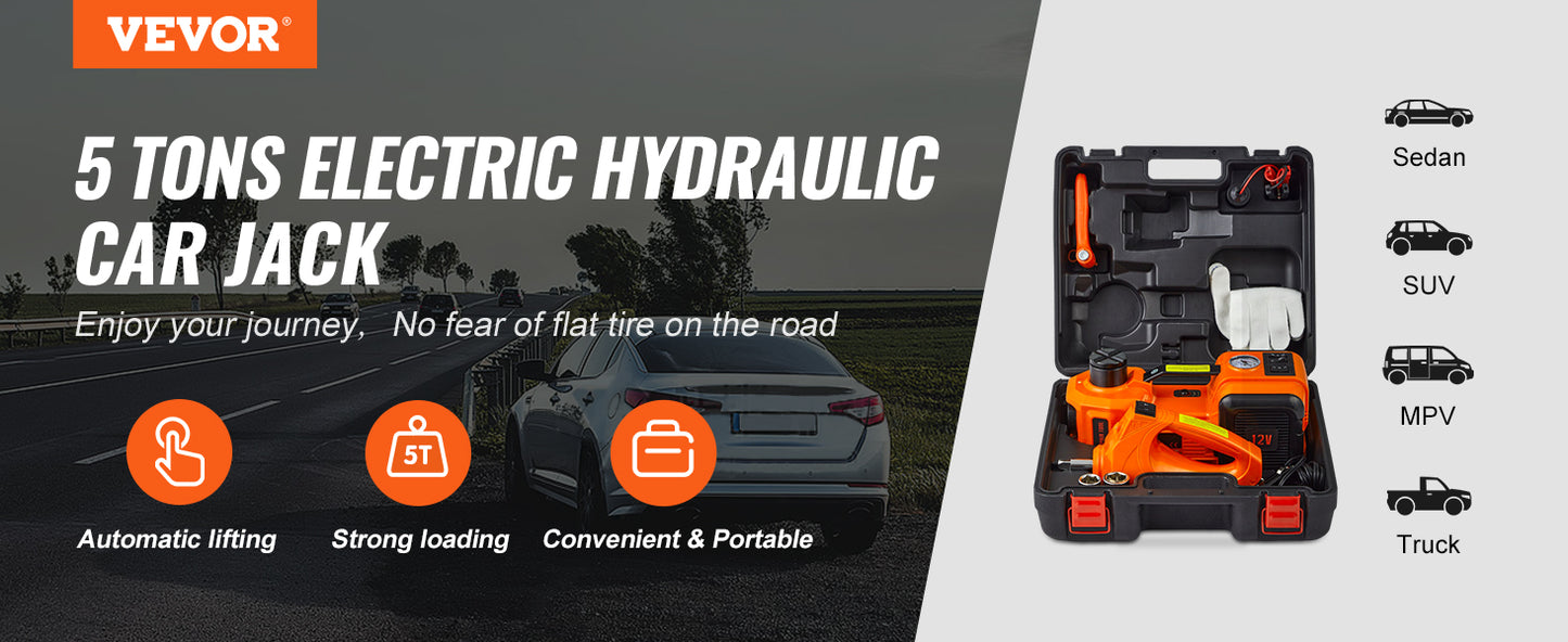 VEVOR Elektrischer Wagenheber 5 Tonnen - Hydraulik Jack mit Schlagschrauber für SUV LKW PKW